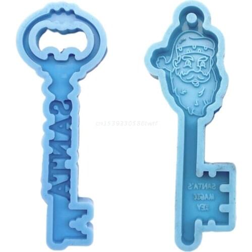 Christmas Theme Key Shape Epoxy Resin Mold Keychain Silicone Mould DIY Crafts Polymer Jewelry Pendant Making Tools Dropship