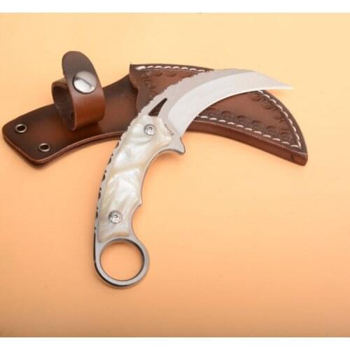 Rose Deer Tactical Survial Self-Defense Straight Knife ABS Handle Fixed Blade Knife for Climbing, Riding, Camping