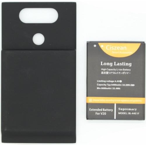 Ciszean 1x 6400mAh BL-44E1F BL44E1F Replacement Extended Battery For LG V20 LS997 VS995 H918 H910 H990 H990N+Back Cover Case