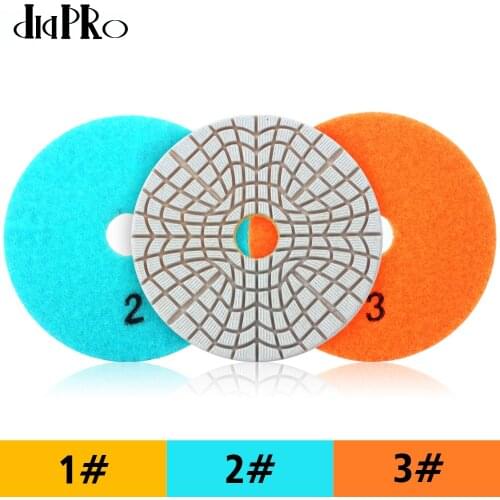 Super Flexible Wet Polishing Pads 4" Diamond Polishing Pads 3 Step Polishing Pads For Granite Marble Engineered Stone