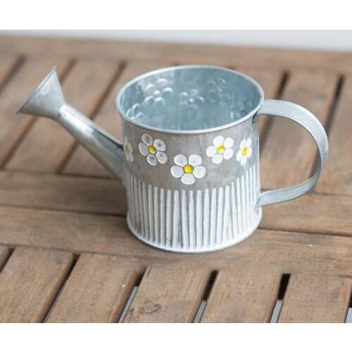 Embossed Wrought Iron Dried Flower Pot Vase Storage Bucket Desktop Balcony Decor Vintage Embossed Garden Decor