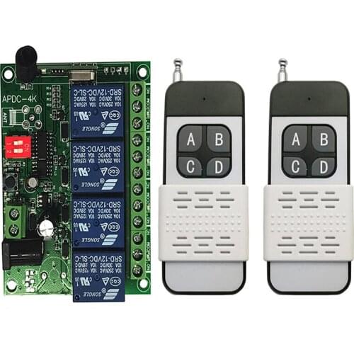 500m Universal Wireless Remote Control Switch DC 12V 24V 4CH relay Receiver Module With RF Remote 433Mhz Transmitter
