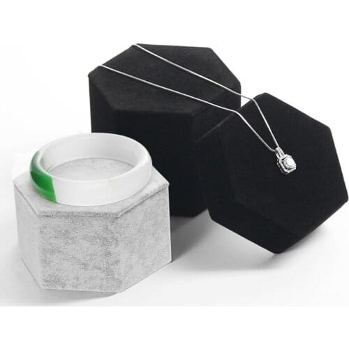 Velvet Wedding Ring Display Stand Hexagon Bracelet Jewelry Organizer Unique Necklace Pendant Display Holder For Jewellery Bangle