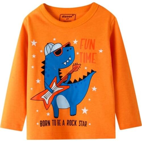 Gold Treasure Spring Boys Long Sleeve T-shirt New Korean Childrens Animals Print Top