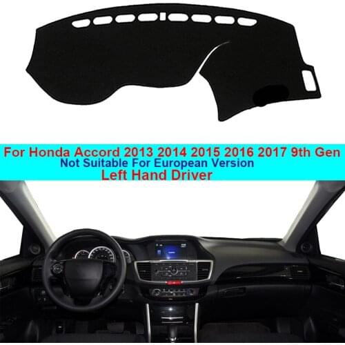 Car Inner Dashboard Cover Dash Mat Carpet Cushion For Honda Accord 2013 2014 2015 2016 2017 9th Gen Dash Board Cover DashMat LHD