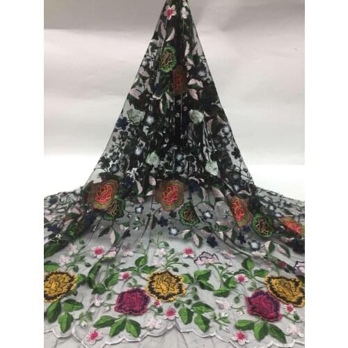 Embroidered lace fabric tulle mesh lace 5yards J-18689 with flower best quality for party dress