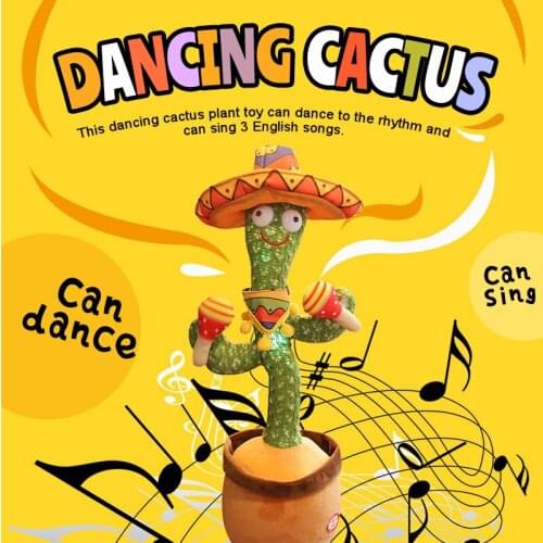Funny Dancing Cactus Plush Toy Electric Stuffed Plant Toy Funny Shake Dancing Song Plush Doll Early Education Toy For Children