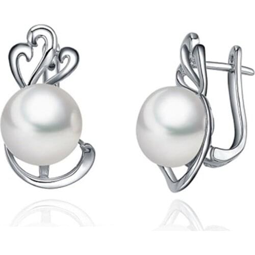 Sinya 925 Sterling Silver Pearls Earring for Women lover Mum Fine jewelry Plus size earring pearl diameter 10-10.5mm Hot sale