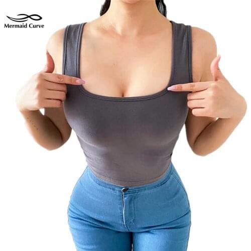 Mermaid Curve Street Style Square Neck Sleeveless Wide Shoulder Strap Yoga Vest Women Slim Quick-Drying Running Sports Vest
