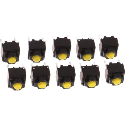 10pcs/lot Mute Button 6*6*7.3mm Silent Switch Wireless Mouse Wired Mouse Button Micro Switch Yellow Push Button Switch