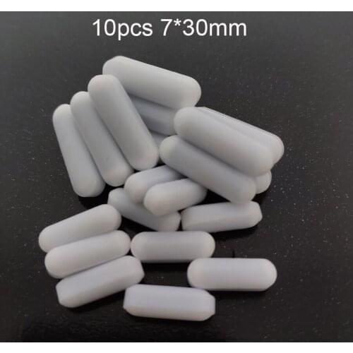 C7x30mm 10pcs PTFE Magnetic Stirrer Mixer Stir Bars PTFE Stirring Bars White Spin Bars Without Pivot Ring