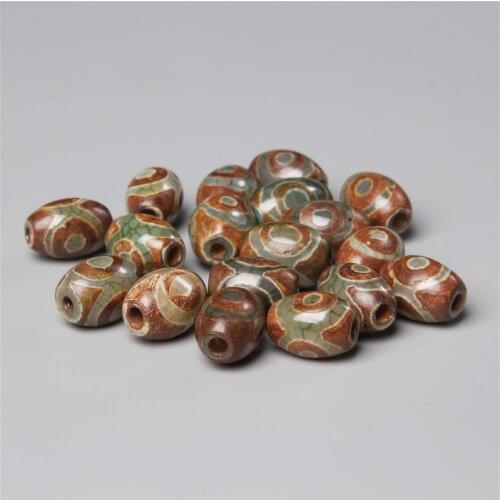 10PCS Powerful Green 3eye Patterns Amulet Natural Oval Agates Stone Dzi Beads13-17mm Accessories Loose Spacer Bead Pendant Charm