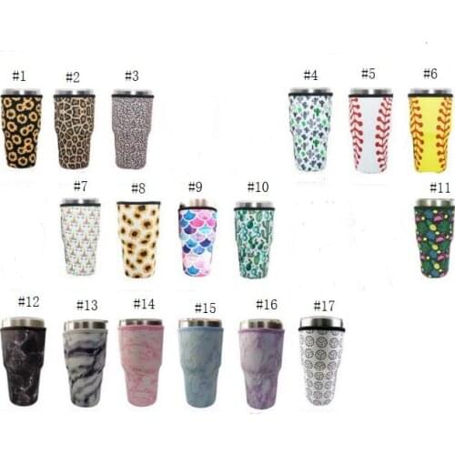 100pcs/lot Leopard Print Rainbow Cactus Water Bottle Cover Neoprene Insulated Sleeve bag Case Pouch for 30oz Tumbler Cup SN854