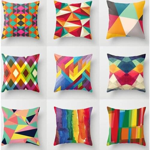 2pcs/set Nordic Style Geometry Pattern Colorful Pillow Case Pillow Cover Sofa Throw Cushion Cover Home Textile Decor