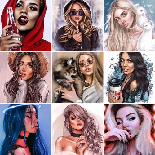 5D Diamond Painting Cross Stitch Kits Full Square Embroidery Art Personality Girl 3D Paint By Diamond Diamond Painting Tools