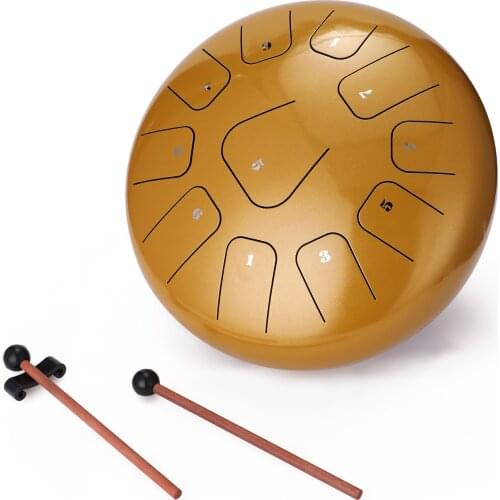 12 inch 11-Tone Steel Tongue Drum Hand Pan Drums with Drumsticks Percussion Musical Instruments