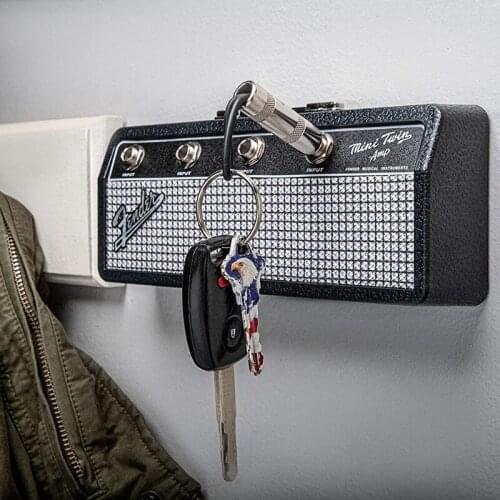 Fender Blues Music Key Storage Jack Rack Key Holder Cool Guitar Wall Keychain Holder Vintage Amplifier Home Decoration Gift