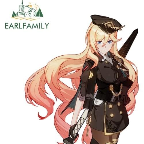 EARLFAMILY 13cm x 11.5cm for Honkai Impact 3 Blonde Girl Car Stickers Cartoon Decal Windows Car Styling Fashion Graffiti Sticker