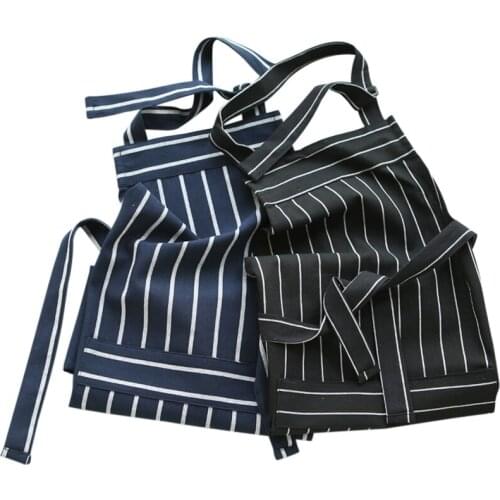 Cotton black striped apron men and women baker nail salon flower shop restaurant overalls waist