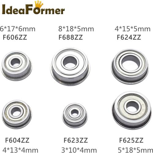 10Pcs Flange Ball Bearing F604ZZ F623ZZ F624ZZ F625ZZ F606ZZ F688ZZ For CNC 3D Printer Thin Wall Deep Groove Radial Ball Bearing