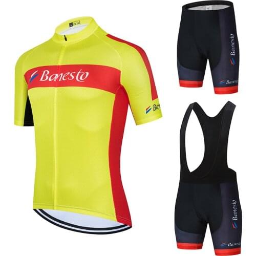 2020 Banesto Summer Cycling Jersey Set Breathable Team Racing Bicycle Jersey Men Cycling Clothes Short Short Sleeve Jersey