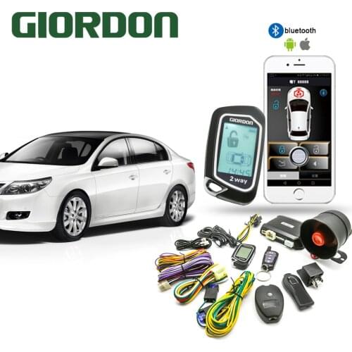 GIORDON Remote Start Two 2 Way LCD EngineFor Car Alarm Security System with Keyless Entry Central door Locking anti thief starli