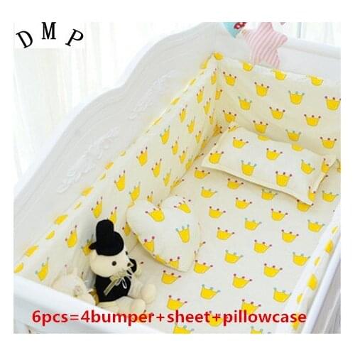6PCS Baby Crib Boys Bedding Sets protetor de berco Infant Crib Bedclothes ropa cuna (4bumpers+sheet+pillow cover)