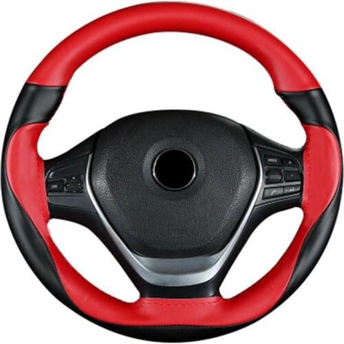 DIY Car Steering Wheel Cover Soft Leather 38cm Microfiber Leather Braid Design With Needle and Thread Interior Kit