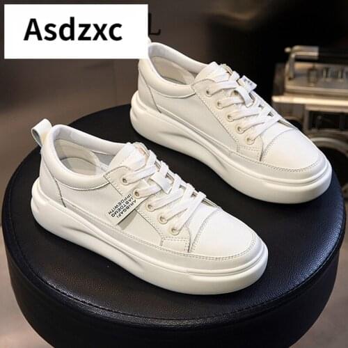 Big Size Women Sneakers Autumn Leather Light White Sneaker Female Platform Vulcanized Shoes Spring Casual Breathable Sports Shoe