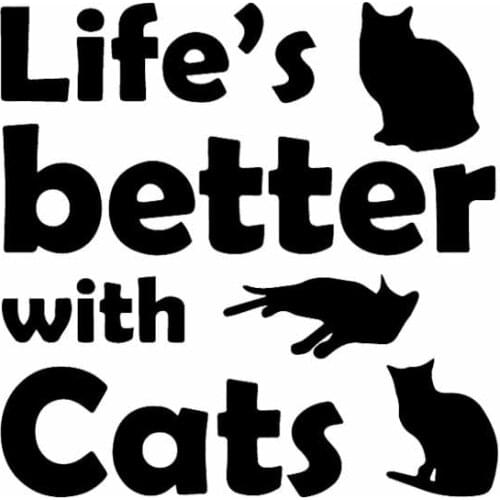 Life Is Better, Cats Have Fun Car Window Decals PVC Stickers Kitten Pet Decals Car Decoration Stickers Black/white, 15cm*15cm