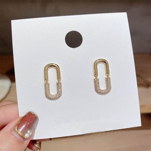 Micro Pave Zircon Oval Stud Earrings For Women 2020 New Jewelry Personality Simple Small Earings Wholesale