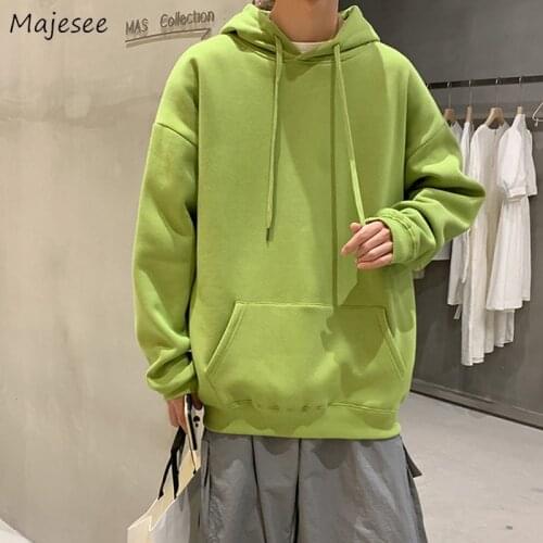 Men Hoodies Plus Size 3XL Solid Hooded Sweatshirts Hip Hop Streetwear Male Simple Loose All-match Front Pocket Chic Ins Leisure