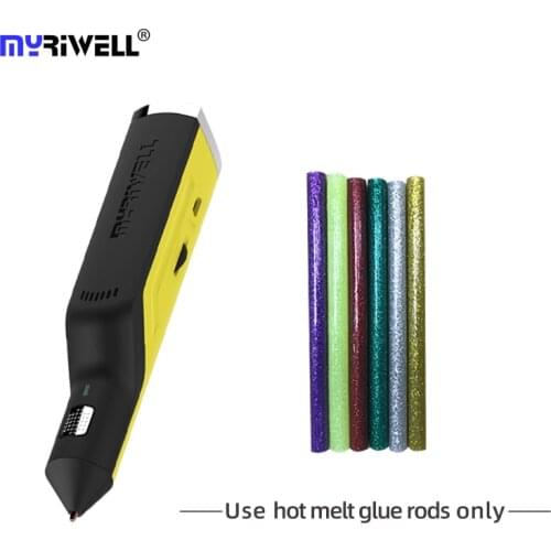 Myriwell 3D Pen Hot Melt Glue Gun Pen USB Charging 3D Printing Pen 6color Glue sticks Fix Creative Toy Gift For Kids Design