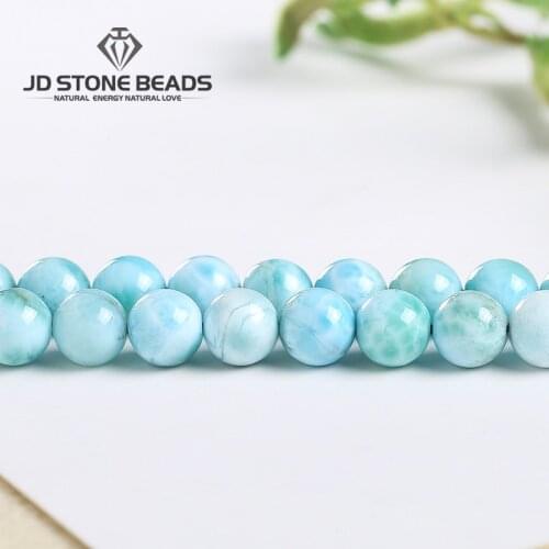 Genuine Natural Larimar Healing Gemstone Round Loose Beads Size 6 8 10MM Blue Sea Stone Bracelet Necklace For Jewelry Making
