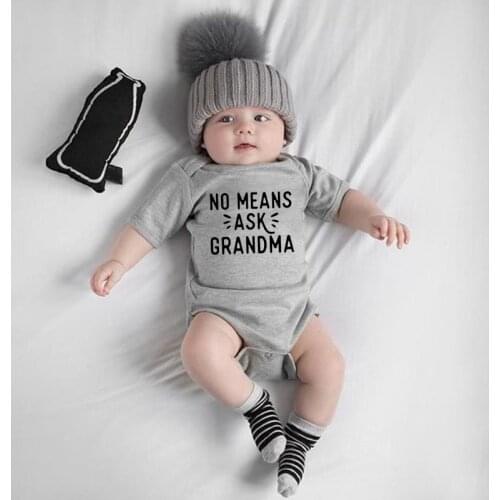 No Means Ask Grandma Baby Boy Girl Clothing Short Sleeve Newborn Infant Baby Rompers Jumpsuit 0-24M Fashion