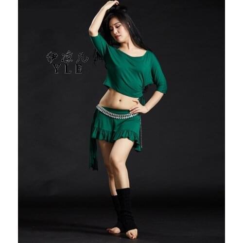 New Belly Dance Clothing Women Comfortable Dance Practice Clothing Belly Dance Costume Dance Practice Clothing 2 Pcs (Top+Skirt)