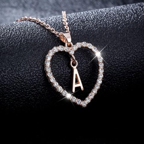 Alphabet Initial Pendants Gold And Silver Color Love Heart Choker Necklace for Women Rhinestone Luxury Jewelry Gift