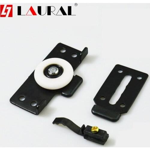 Wardrobe Pulley Door Sliding Door Push-Pull Wheel Black Plastic Cabinet Hanging Wheel Track Door Fittings