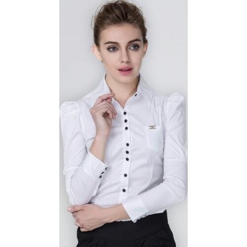 Spring And Summer New Pure Color Long Sleeve Ladies Shirts Office Wear Cotton Tops Blouses & Shirts Summer Woman Fashion 2020