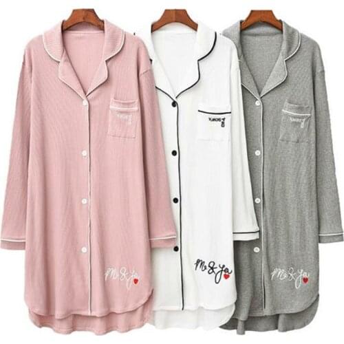 Spring autumn night dress women loose cotton nightshirt letter print sweet lady nightgowns spring autumn long sleeve nightdress