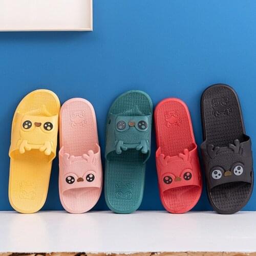 New summer slippers household couple PVC non-slip inflatable bottom bathroom slippers cartoon men and women sandals