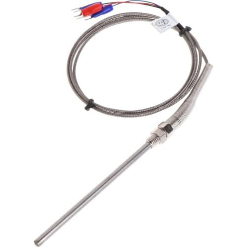 T3EC RTD PT100 Temperature Sensor Thread M8 Cable 1M Thermocouple Probe 100mm 3 wires