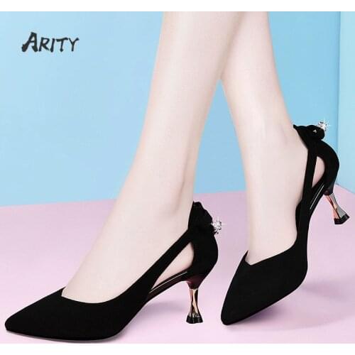 2021 Women Mid-heel Sandals Pumps Wild Work Shoes Sexy Pointed Toe Stiletto Heel Shallow Mouth Single Shoes