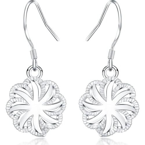 Wholesale cute lady for women silver color earrings party gift girl fashion classic jewelry charms wedding LE013