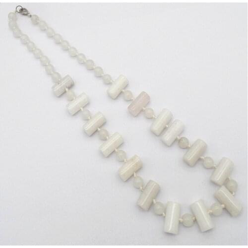 1 Strand 20x10mm Wholesale Natural White Aventurine Cylindrical Pendant Necklace Jewelry Ornaments 16.5inch S231