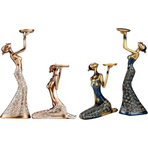 1Pair Vintage Abstract Lady Holders Statue Sculpture Candlestick Candle Holder Home Decoration Accessories Home Decor
