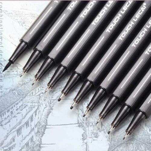 10Pcs/set Waterproof Art Markers Brush pen office Student School Painting Line Drawing Black Fineliner Fine Sketch Pens Supplies