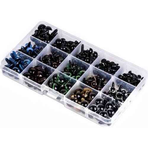 15 Grid 264Pcs screw combination Black Plastic Crafts Safety Plastic Eye for Bear Soft Toy Animal Doll DIY Accessories Toy Gift