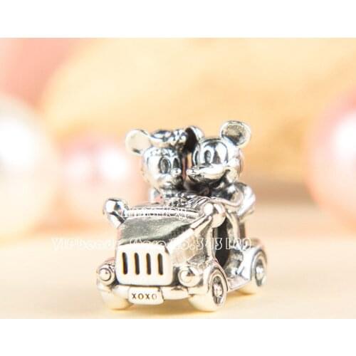 2018 Mothers Day S925 Sterling Silver Beads Mickey & Minnie Vintage Car Charm Fit European Woman Jewelry DIY Bracelets DS104