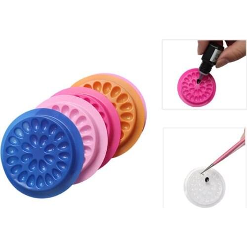 30pcs False Eyelashes Glue Holder Lashes Extension Glue Gasket Repeated Glue Pads Colorful Plastic Makeup Tools